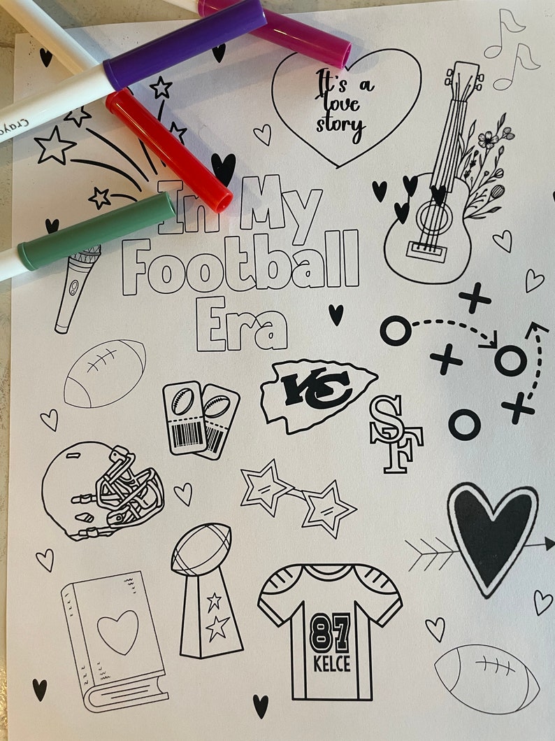 Taylor Swift Super Bowl Football Coloring Printable,printable Activity for Party,instant ...
