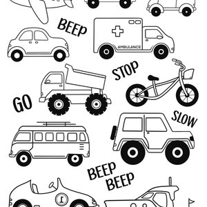 子供向けの塗り絵、車の塗り絵、印刷可能なトラックの塗り絵、子供向けの塗り絵、子供向けの塗り絵、簡単な塗り絵