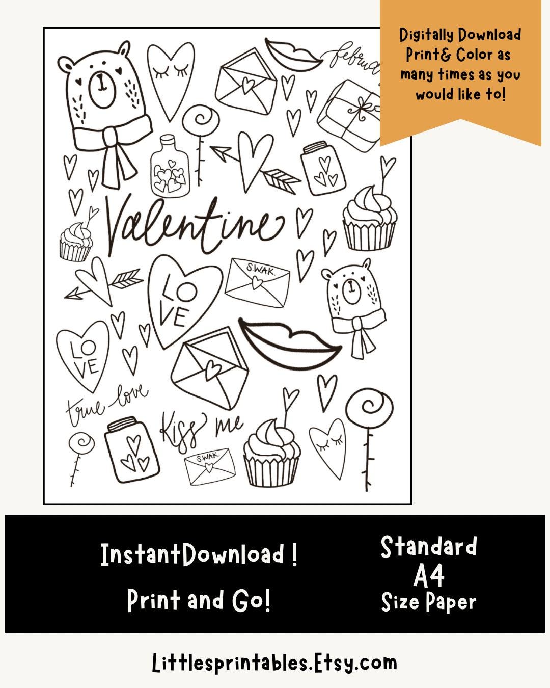 water color valentines for kids valentine's day coloring pages