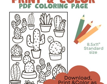 Coloring pages,coloring for kids,desert cactus Cactus coloring pages, Cactus coloring page, Arizona Art,Nature coloring for adults