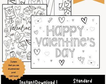 Valentine's Day Coloring Pages: Hearts Activity for Kids (Digital Download)
