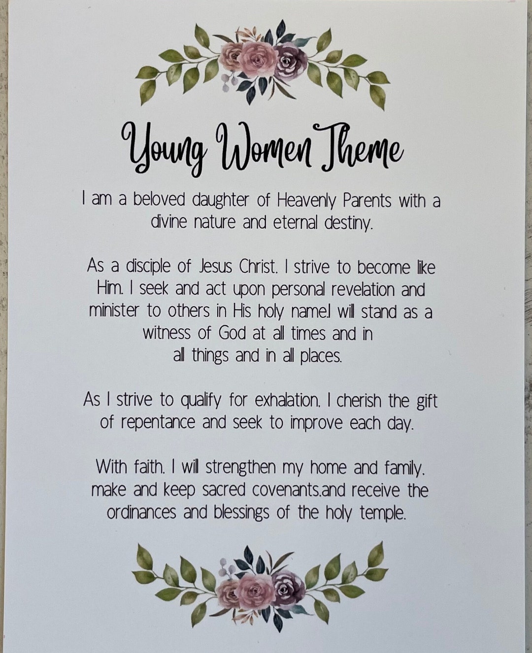 Young Women Theme 2024 Beloved Daughter of God,lds Printable YW Theme ...