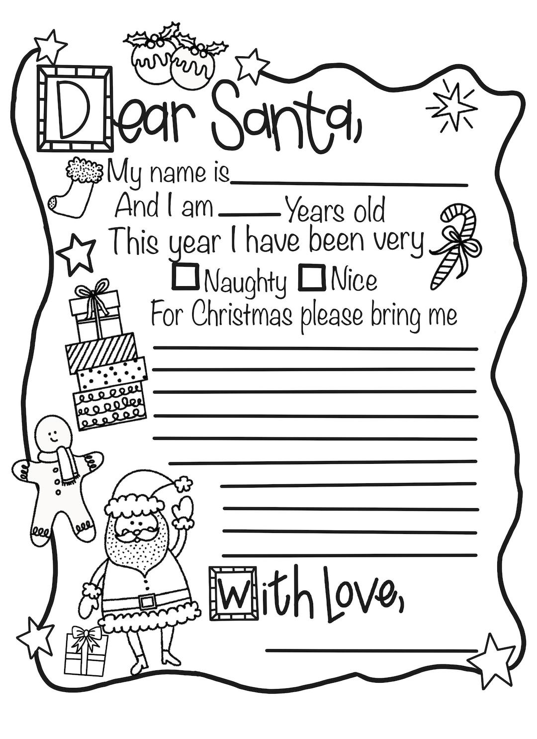 A Dear Santa , Xmas Fun, Christmas Printable, Dear Santa Letter, Dear