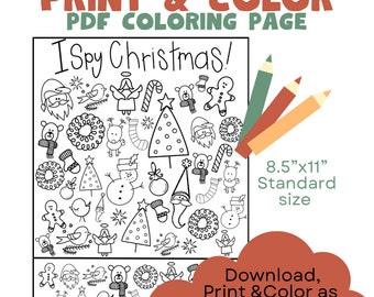 J'espionne Noël à imprimer, pages à colorier, coloriage pour enfants, Noël que j'espionne, activité Noël pour enfants, coloriage de Noël, travaux manuels pour enfants