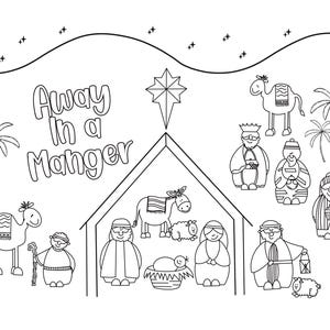 Nativity scene coloring poster,3 sizes to download/print,Christmas coloring activity,Nativity activity for Christmas,Jesus coloring poster