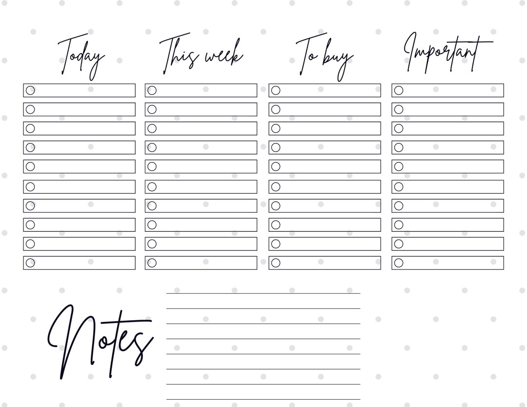 Printable to Do List,printable to Do List,instant Download Black and White Task List,weekly ...