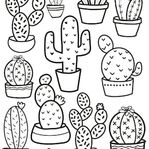 Desert coloring pages,desert Cactus coloring pages, Cactus coloring page, Nature coloring for adults,cute succulents to color,succulents