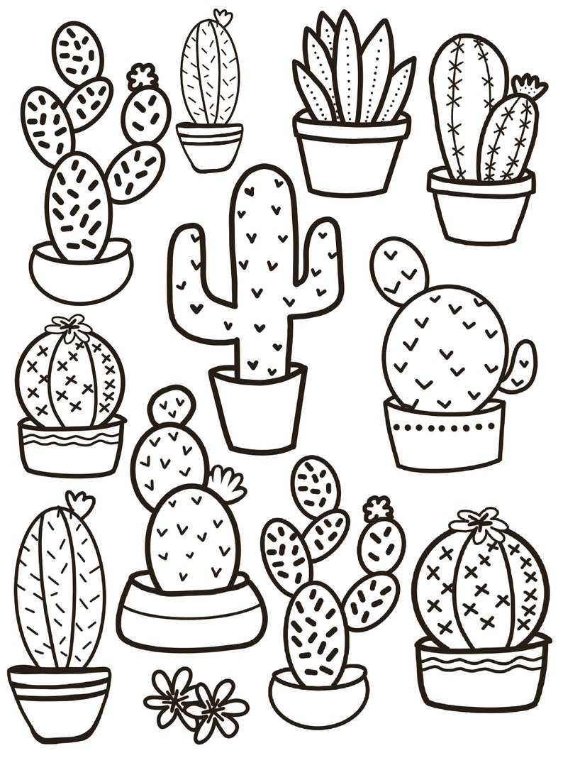 Coloring Pages Downloadable Pages Desert Pages Cactus - Etsy