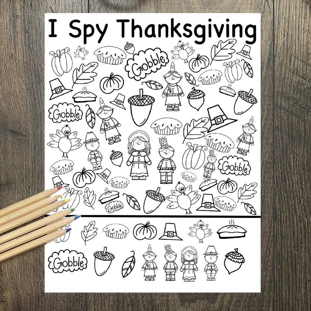 I Spy Thanksgiving Coloring Page,kids Coloring,fall Activities ...