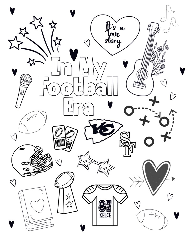 Taylor Swift Super Bowl Football Coloring Printable,printable Activity for Party,instant ...