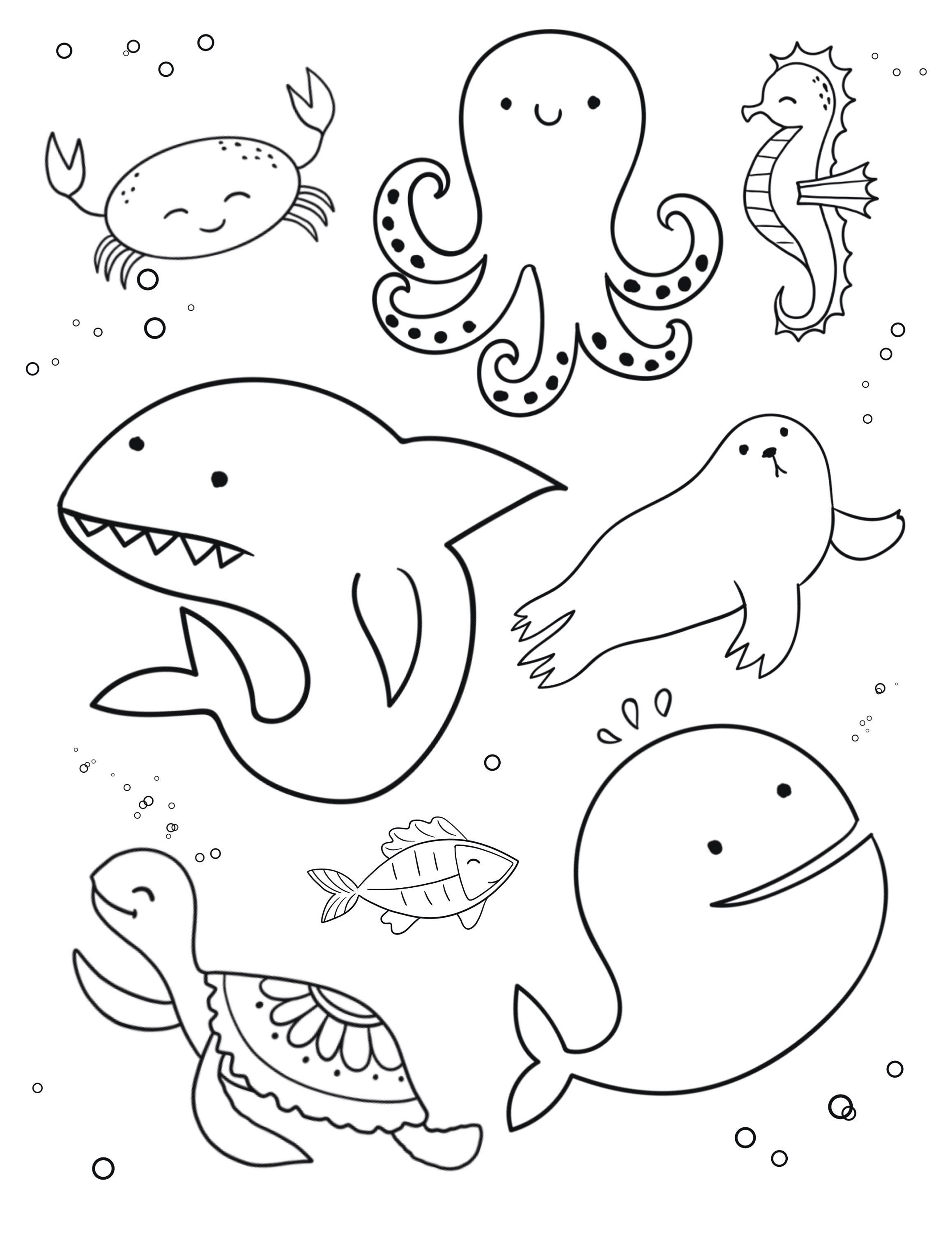 Ocean Animals Coloring Pages For Preschool