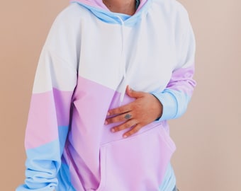 Trans Pride Wave Hoodie -  Transgender Flag Color Block Hoodie