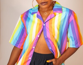 Dopamine Rainbow Button Up Colorful Size Inclusive Queer Shirts