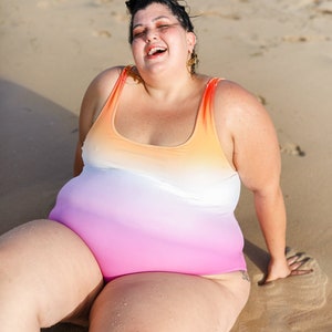 Lesben Flagge Farbverlauf Badeanzug / subtile Lesben Bodysuit