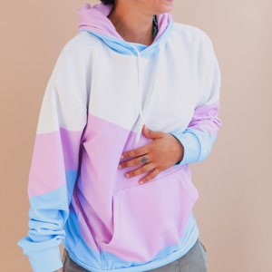 Trans Pride Wave Hoodie Transgender Flag Color Block Hoodie image 1