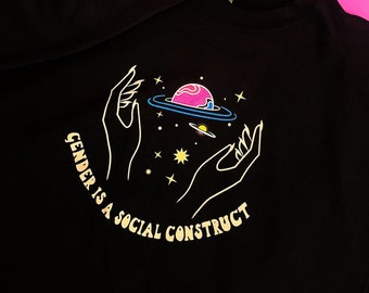 Gender is a social construct / Genderfluid Pride / Non-binary sweater / LGBT Planets