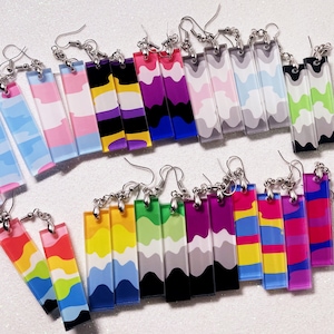 LGBTQ+ Pride Flag Earrings / Retro Acrylic Bar Earrings | Choose Your LGBTQ+ Flag / Queer Handmade Jewelry Lava Lamp Inspired
