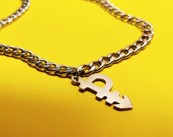 Pansexual Chain / Pan Pride Cuban Necklace / Pansexual Panromantic Symbol Stainless Steel Necklace