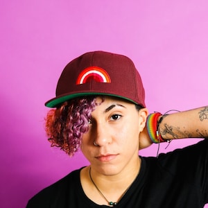 Lesbian Rainbow Snapback Hat / Lesbian Pride Flag Embroidered Snapback