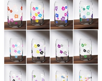 LGBTQ+ Pride Daisies 12 Cups Set  / Retro Flower Subtle Pride Flags Beer Can-Shaped Glass