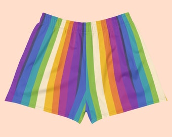 Retro 70s Rainbow Shorts Swimsuit