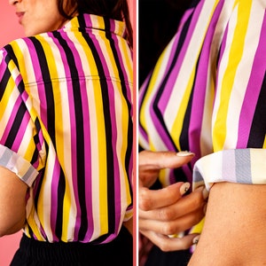 Retro Pride Stripes Button Shirts / LGBTQ Pride Button Ups / Nonbinary Size Inclusive Shirts / Queer Owned Shop image 3