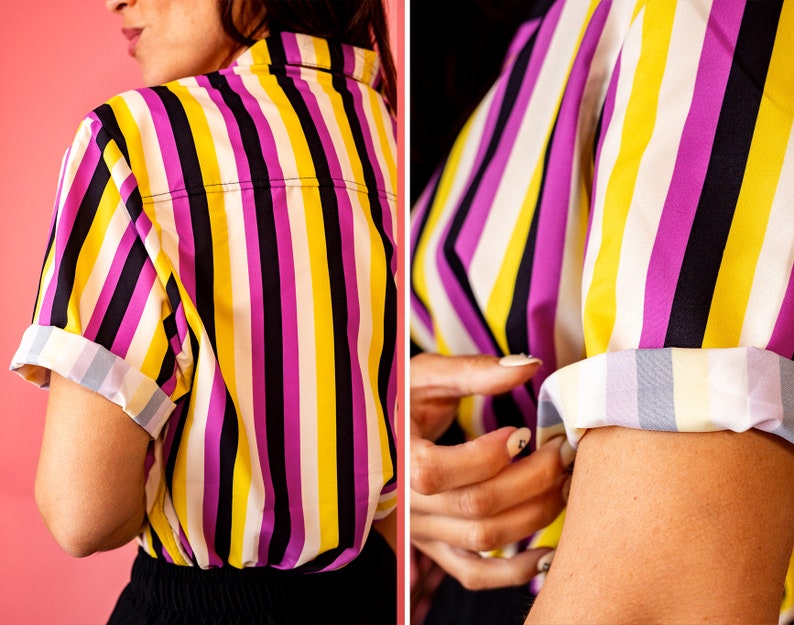 Retro Pride Stripes Button Shirts / LGBTQ Pride Button Ups / Nonbinary Size Inclusive Shirts / Queer Owned Shop image 3