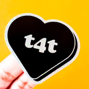 T4T Heart Glitter Sticker / Trans 4 Trans Queer Made Sticker