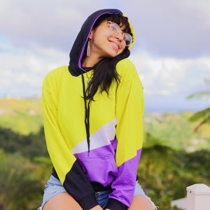 Nonbinary Pride Hoodie - Enby Colorblock Hoodie | Bright Geometric Nonbinary Design for Euphoric Expression