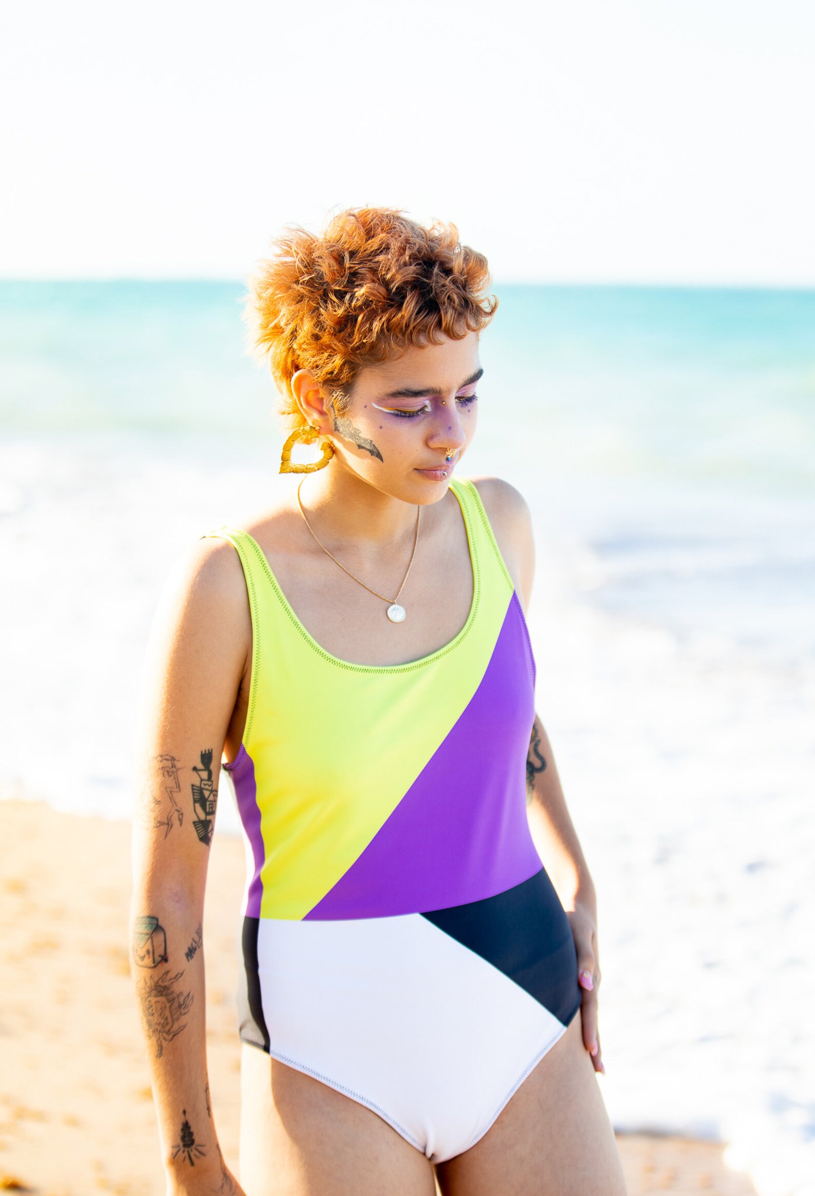 Nonbinary Pride Swimsuit / Enby Flag Color Block Onepiece Etsy Singapore