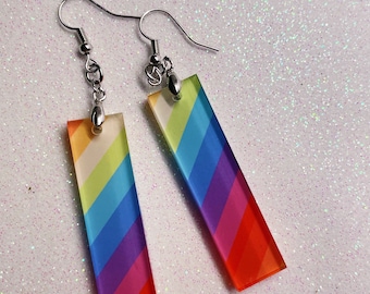 Rainbow Bar Earrings in Acrylic Queer Made Subtle Pride Earrings