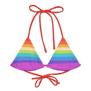 Bright Rainbow String bikini top / Colorful Size Inclsuive Bikini Top
