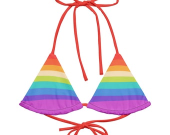 Regenbogen String Bikini Top / Bunt Size Inclsuive Bikini Top