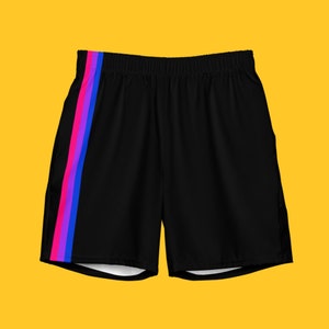 Bisexual Pride Swim Trunks / Bi Swimwear / Bisexual Flag Long Shorts