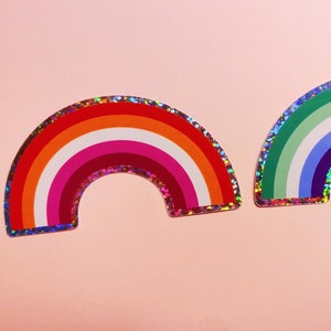 Pride Rainbow Glitter Stickers / Choose your flag