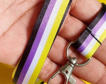 Non-binary Pride Lanyard / Enby Lanyard Nonbinary Flag Queer Made