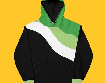 Aromantic Wave Hoodie / Subtle Aro Pride Colorblock Hoodie