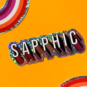 Sapphic Glitter Sticker / Lesbian Pride Sticker / WLW Sappho Sticker Queer Made