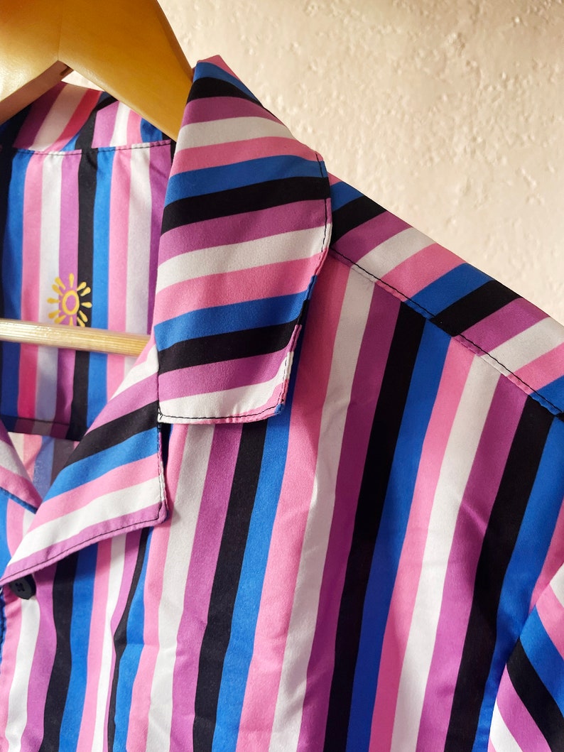 Retro Pride Stripes Button Shirts / LGBTQ Pride Button Ups / Nonbinary Size Inclusive Shirts / Queer Owned Shop image 7