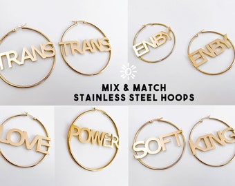 Nonbinary Trans Pride Hoop Earrings / Queer Enby Mix and Match Hoops