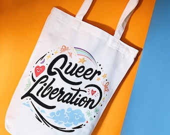 Queer Liberation Tote Bag / LGBTQIA+ Pride Canvas Bag Queer Made