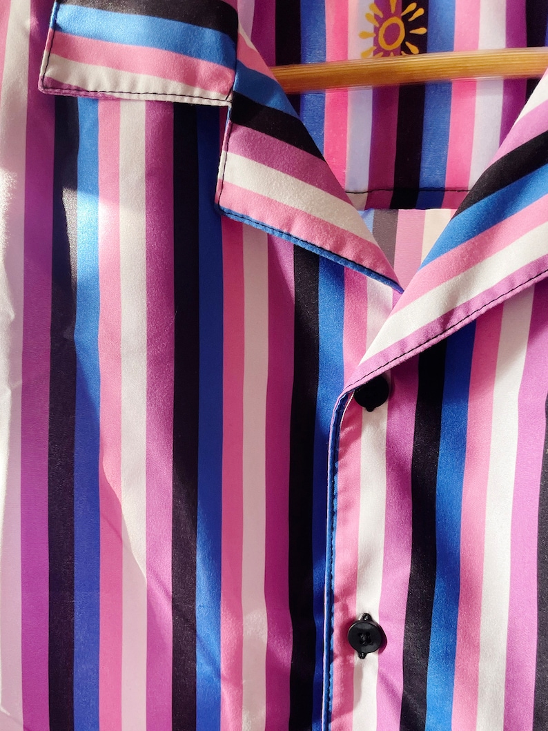 Retro Pride Stripes Button Shirts / LGBTQ Pride Button Ups / Nonbinary Size Inclusive Shirts / Queer Owned Shop image 6