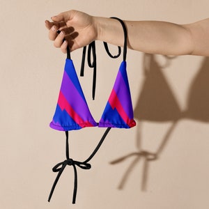 Bi Electric Bisexual Pride Bikini Top / Subtle Bi Flag String Swimsuit Top