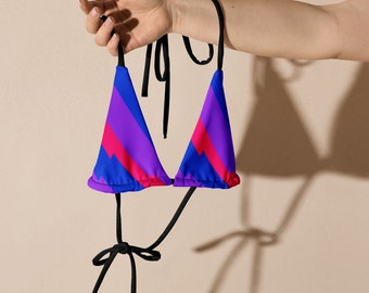 Bi Electric Bisexual Pride Bikini Top / Subtle Bi Flag String Swimsuit Top