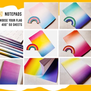 Pride Notepads - 4x6 Size - 50 Sheets / Stunning Gradient Pride Flags Memo Pads / LGBTQ+ Stickynote Customized Post-it®