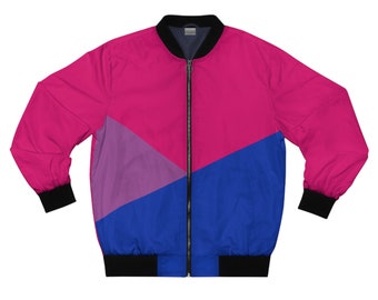 Bi Color Block Bomber Jacket Retro Inspired Bisexual Pride Jacket