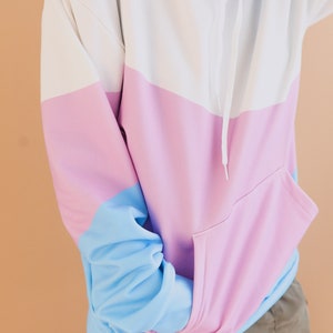 Trans Pride Wave Hoodie Transgender Flag Color Block Hoodie image 3