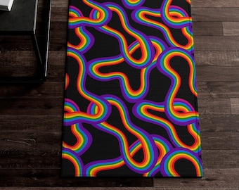 Groovy Rainbow Non-slip Mat / Pride Indoor Doormat / LGBTQ+ Pride Kitchen Mat