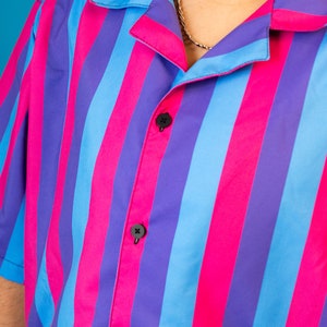 Retro Pride Stripes Button Shirts / LGBTQ Pride Button Ups / Nonbinary Size Inclusive Shirts / Queer Owned Shop image 5