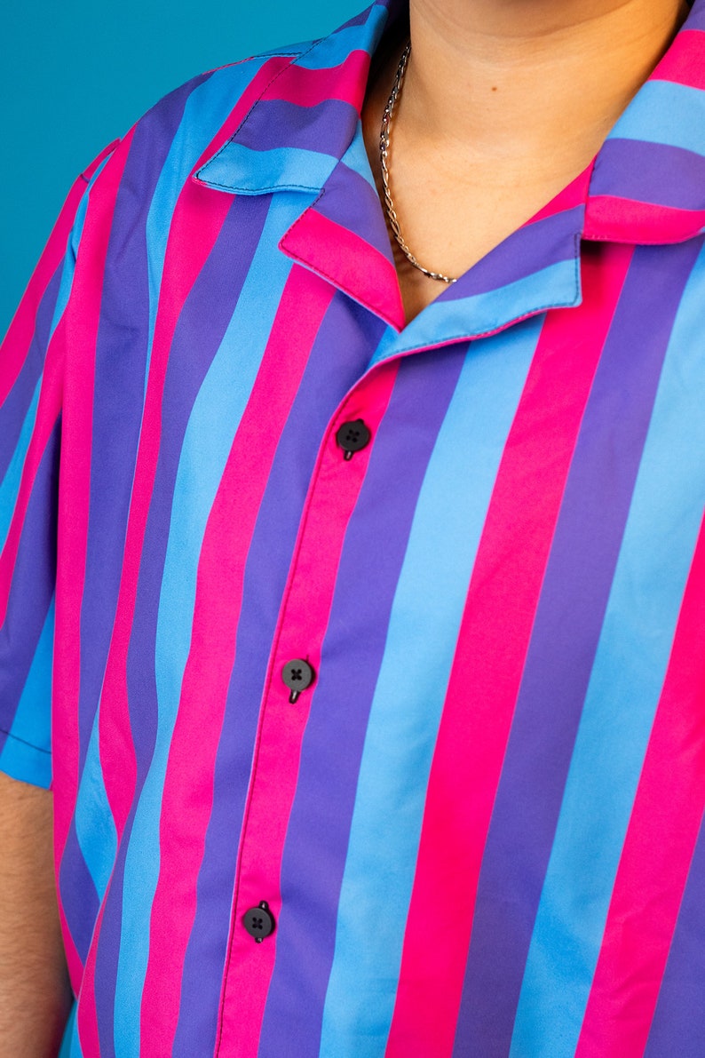 Retro Pride Stripes Button Shirts / LGBTQ Pride Button Ups / Nonbinary Size Inclusive Shirts / Queer Owned Shop image 5